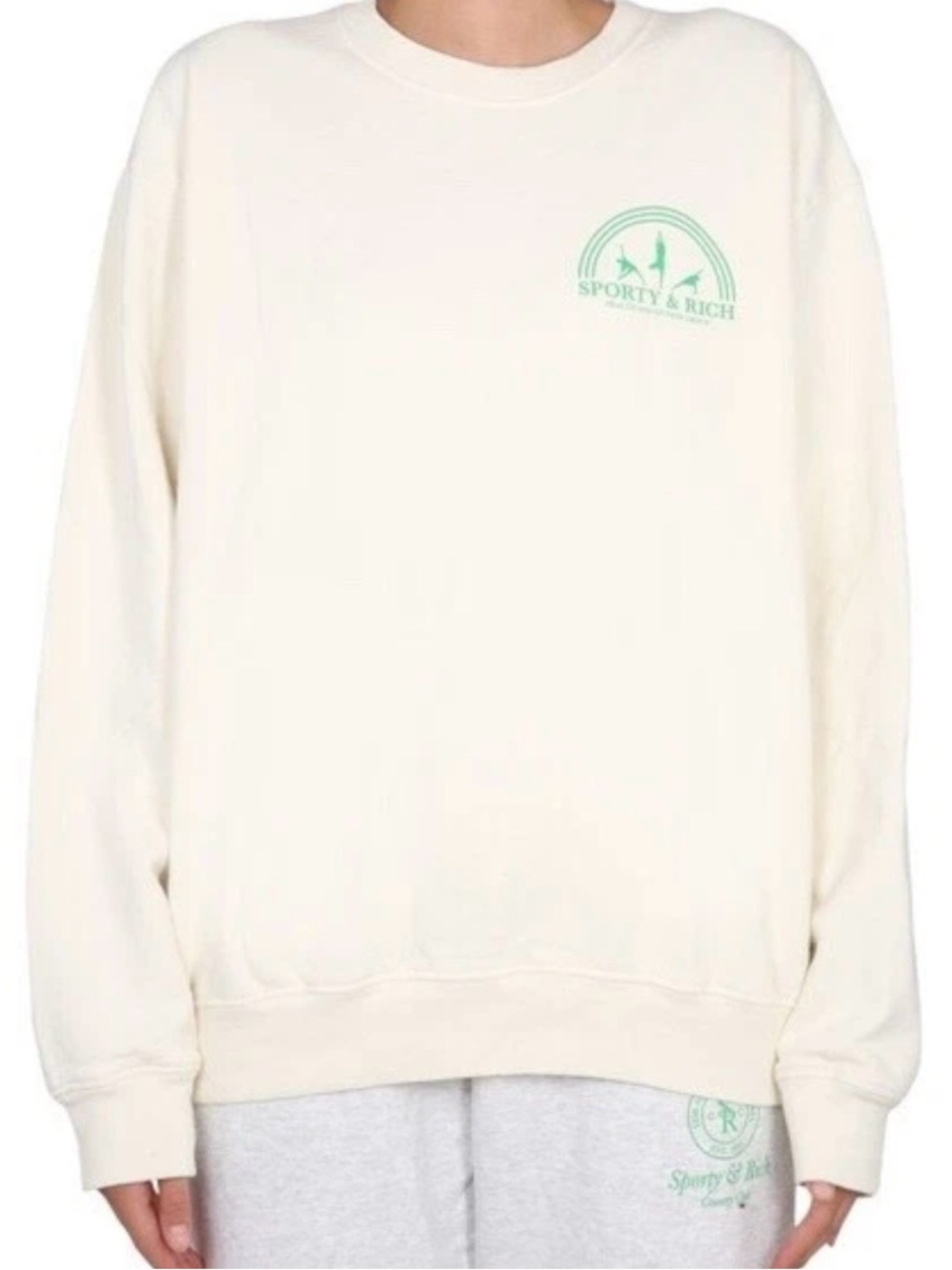 Sporty & Rich Fitness Group Cream Sweatshirt Men's Medium